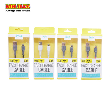 IVON Anti-Knotted iOS USB Fast Charging Data Cable 2.4A (1000mm)