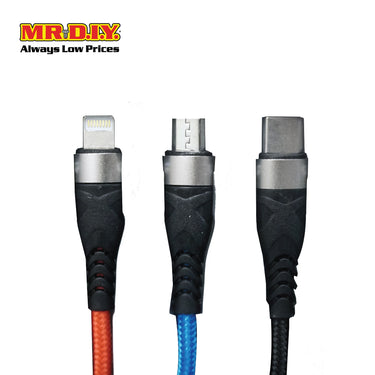 WB 3 in 1 Multi-Port USB Fast Charging Data Cable WB-B802 3.1A (1.2M)
