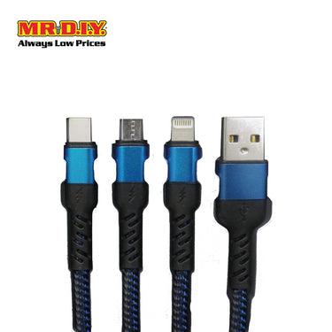 WB 3 In 1 Multi-Function Strong USB Fast Charging Cable 2.4A WB-B804 (1.2M)