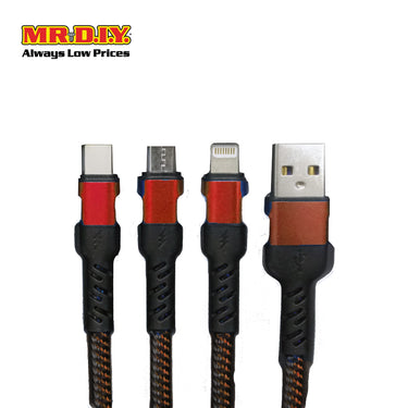 WB 3 In 1 Multi-Function Strong USB Fast Charging Cable 2.4A WB-B804 (1.2M)