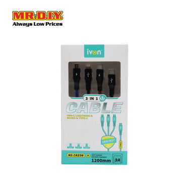 (MR DIY) FlexCharge 3-in-1 USB Cable 1.2M