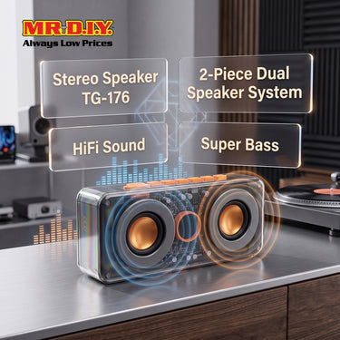 SIBYL Stereo Speaker TG-176 2-Piece Dual Speaker System HiFi Sound Super Bass