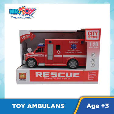 (MR. TOY) Rescue Ambulance Model Scale with Light & Sound