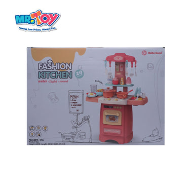 (MR.TOY) BEIBE GOOD Real Home Kitchen Cooking Playset with Water, Light and Sound for Kids