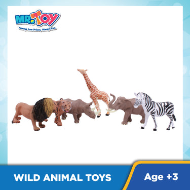 (MR. TOY) Wild Animal Toys 6Inch (6 Pcs)