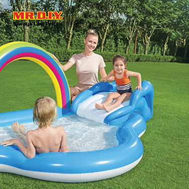 BESTWAY Rainbow Inflatable Outdoor Swimming & Playing Pool (2.57m x 1.45m x 91cm)
