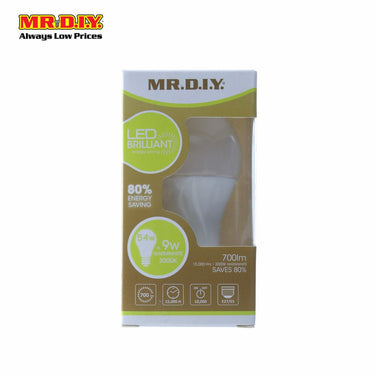 (MR.DIY) LED Brilliant Round shape Bulb Warm White 9W