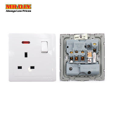 (MR.DIY) White Wall 13A 1 Gang Switch Socket