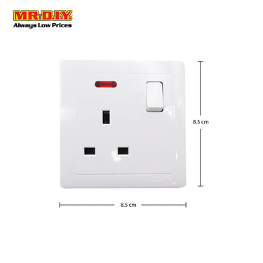 (MR.DIY) White Wall 13A 1 Gang Switch Socket