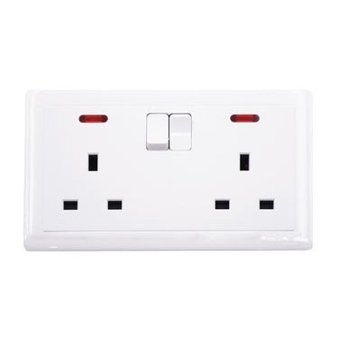 (MR.DIY) White Wall 13A 2 Gang Switch Socket