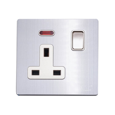(MR.DIY) Premium Alluminium Plated 1-Gang SP Switched Socket Outlet 13A (9cm)