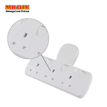 HOYO Extension Compact Wall Adapter 3-Pin Socket 3 Gang 8183 2500W With SIRIM