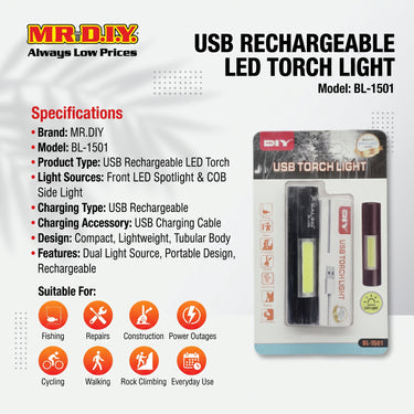 MR.DIY USB Torch Light BL-1