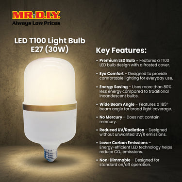 MR.DIY LED T100 Light Bulb E27 (30W)