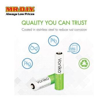VONIKO Rechargeable Ni-MH Battery HR6 1.2V AA 2000mAh (4pcs)