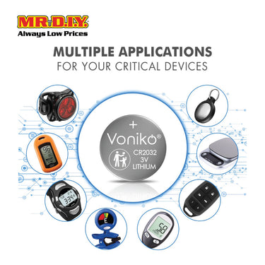 VONIKO Button Lithium Cell Battery CR2032 3V Car Remote Watch Calculator Battery (5pcs)