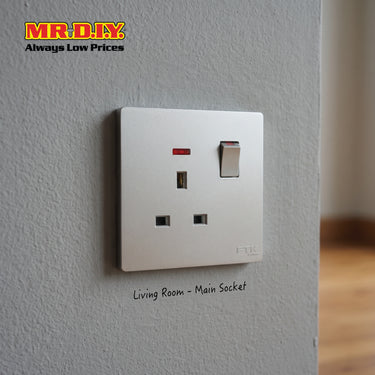 MR.DIY Grey Wall 13A 1 Gang Switch Socket