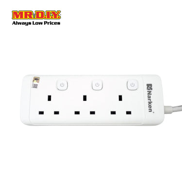 NARKEN Safety Socket 3 Pin 3000W White