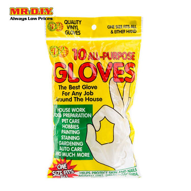 (MR.DIY) Disposable Clear Vinyl Gloves (10pcs)