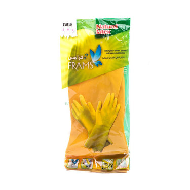 FRAMS Natural Latex Rubber Gloves- Yellow