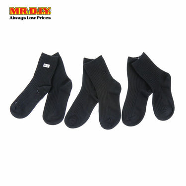 (MR.DIY) Student Socks 3pcs BK