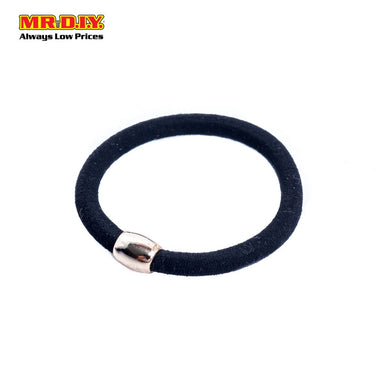 (MR.DIY) Fashion Jewellery Single Beaded Rubber Hairband  Black (6pcs)
