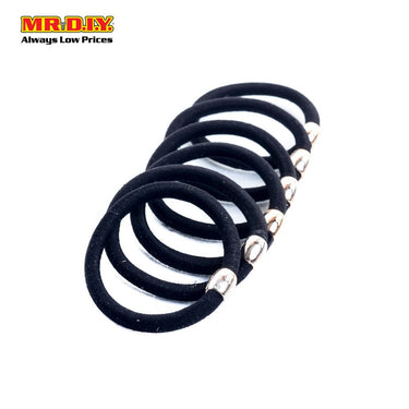 (MR.DIY) Fashion Jewellery Single Beaded Rubber Hairband  Black (6pcs)