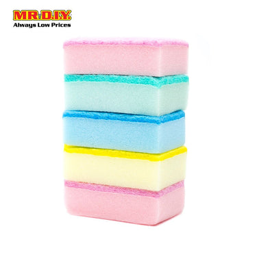 Multi-Purpose Dual-Sided Colourful Sponge Scouring Pad Cleaning  (5pcs)
