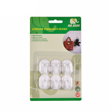 MR HOOK Wall-Mounted Plastic Adhesive Hooks (6pcs)