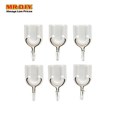 (MR.DIY) Wall-Mounted Plastic Adhesive Hooks (6pcs x 1.5kg)