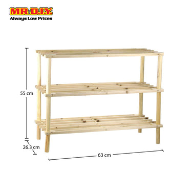 (MR.DIY) 3 Tier Wooden Shoes Rack (63cm x 55cm)