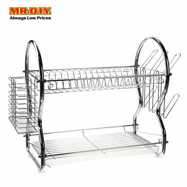 (MR.DIY) Stainless-Steel 2-Layers Tier Dish Drainer(43cmx35cmx39cm)
