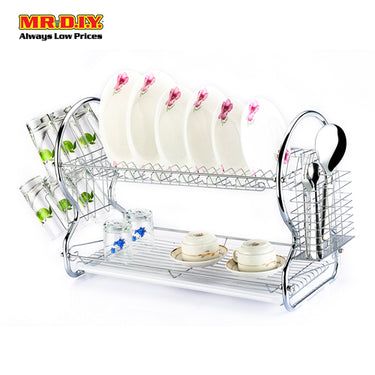 (MR.DIY) Stainless-Steel 2-Layers Tier Dish Drainer(43cmx35cmx39cm)