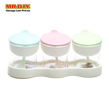 (MR.DIY) Plastic Condiment Containers with Spoon Set (3pcs)