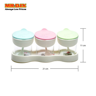(MR.DIY) Plastic Condiment Containers with Spoon Set (3pcs)