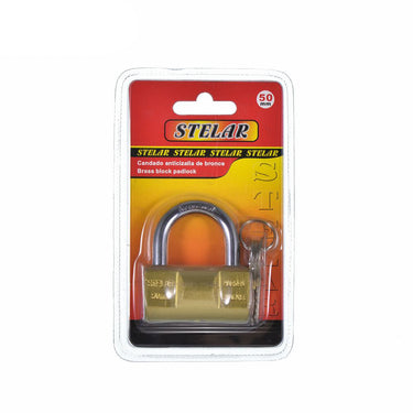 STELAR Brass Block Heavy-Duty Security Padlock Double Lock (50mm)