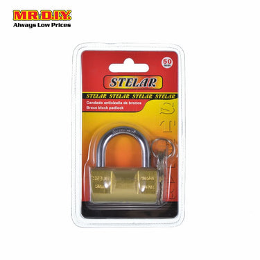 STELAR Brass Block Heavy-Duty Security Padlock Double Lock (50mm)