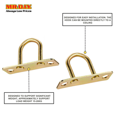 (MR.DIY) Brass Ceiling Fan Bracket Mount D-Type Hook (1pc) (2.7 x 9.2cm)