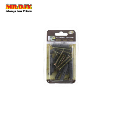 (MR.DIY) Screw And Wall Plug Fixing Pack G617 (10 pcs)