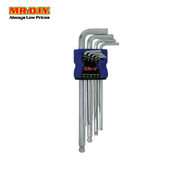(MR.DIY)  Extralong Ball Point Hex Key Set CR-V (9pcs)