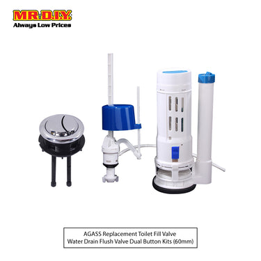 (MR.DIY) Replacement Toilet Tank Fill Valve Water Drain Flush Dual Button Kits