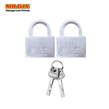 AGASS Safety Extra Chrome Plated Brass Padlock (2pcs x 50mm)