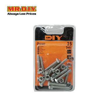 (MR.DIY) 35mm Bolt Nut Screw Set (15pcs)