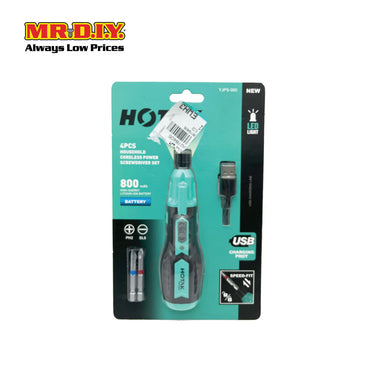 HOTAK Cordless USB LED Light Screwdriver Set YJPS-900 800mAh (4pcs)