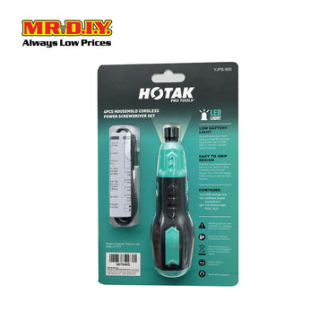 HOTAK Cordless USB LED Light Screwdriver Set YJPS-900 800mAh (4pcs)