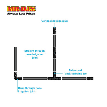 (MR.DIY) PVC Barbed Tee DN16 Connector Straight Agricultural Irrigation Fittings AM