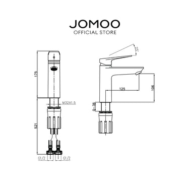 JOMOO Basin Mixer (Hot & Cold) 32676-739/1BG-IG11