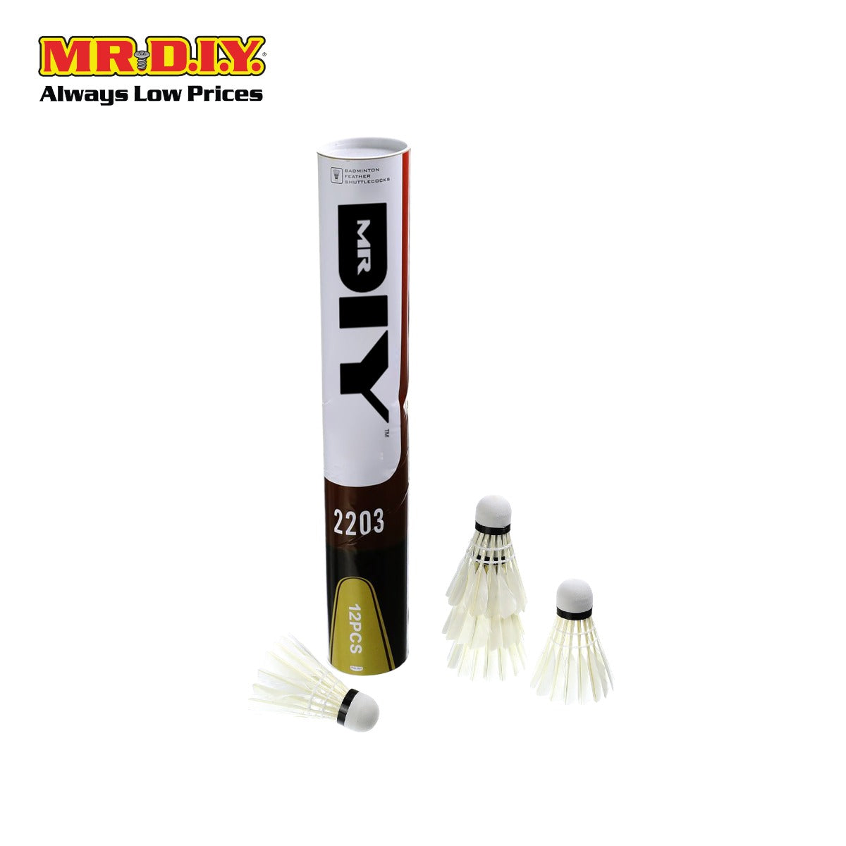(MR.DIY) Badminton Feather Shuttlecock 2203 (12pcs) – MR. D.I.Y ...