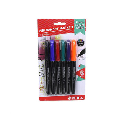 (MR.DIY) Beifa Permanent Marker (6Pcs)