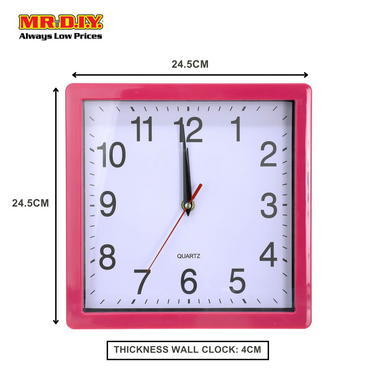 (MR.DIY) QUARTZ Analog Simple Wall Clock Glossy Home Decor (24.5cm x 24.5cm)